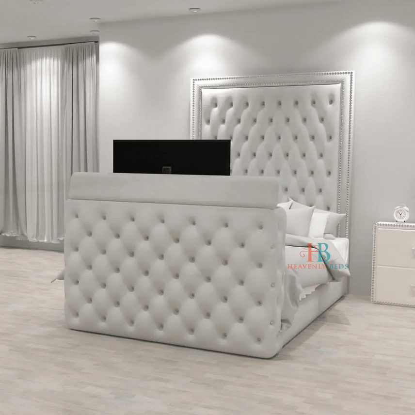 White tv deals bed