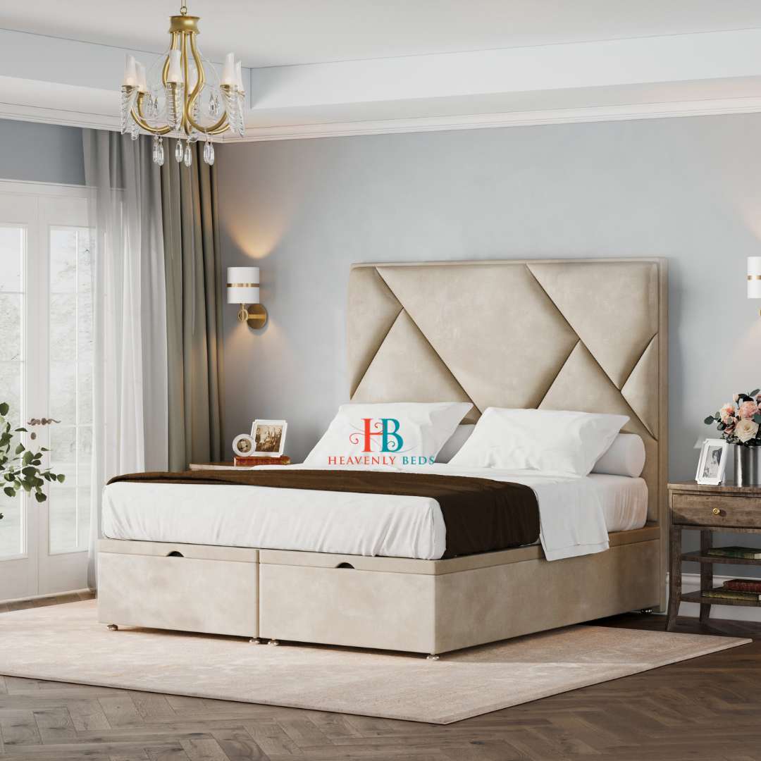 Divan bed frame in cream plush