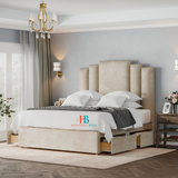 Divan Drawer Storage Bed Frame in cream naples