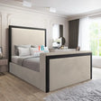 TV Bed frame with storage in cream plush velvet