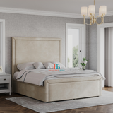 Malmo Ottoman Storage Bed Set in cream naples