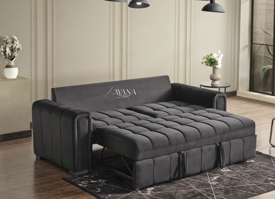 Amani 3 Seater Sofa Bed + 2 Seater Storage Sofa 3+2 Black