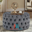 Slate Plush Chesterfield Buttoned Pouffe