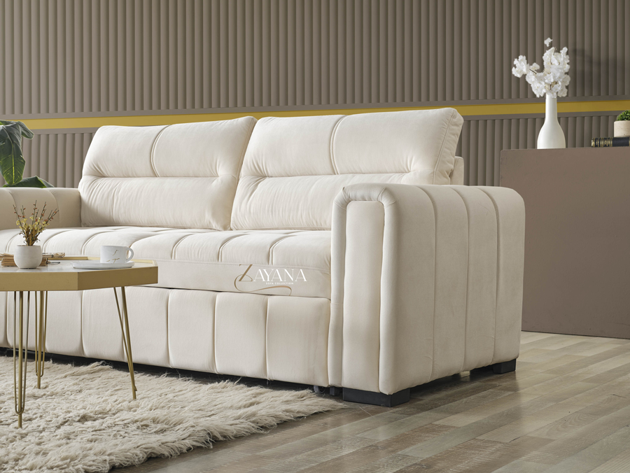 Reem 3 Seater Sofa Bed + 2 Seater Storage Sofa 3+2 Cream