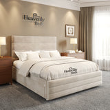 Storage bed with drawers made by Heavenlybeds in CreamPlushVelvet