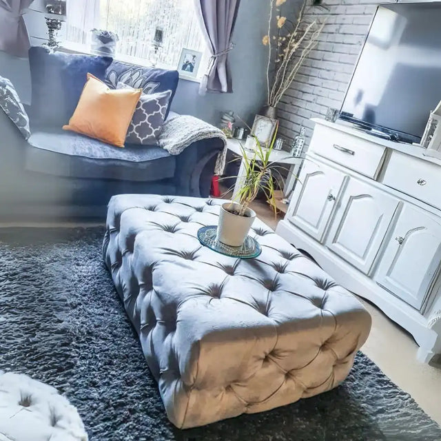 Lea Footstool Finished in Crushed Velvet or Luxury Chenille