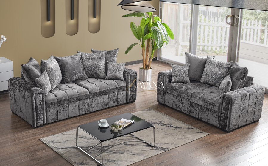 Miyaki 3 Seater Sofa Bed + 2 Seater Storage Sofa 3+2 Grey