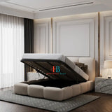 Kingsize bubble bed frame with metal gas lift / ottoman storage by Heavenlybeds