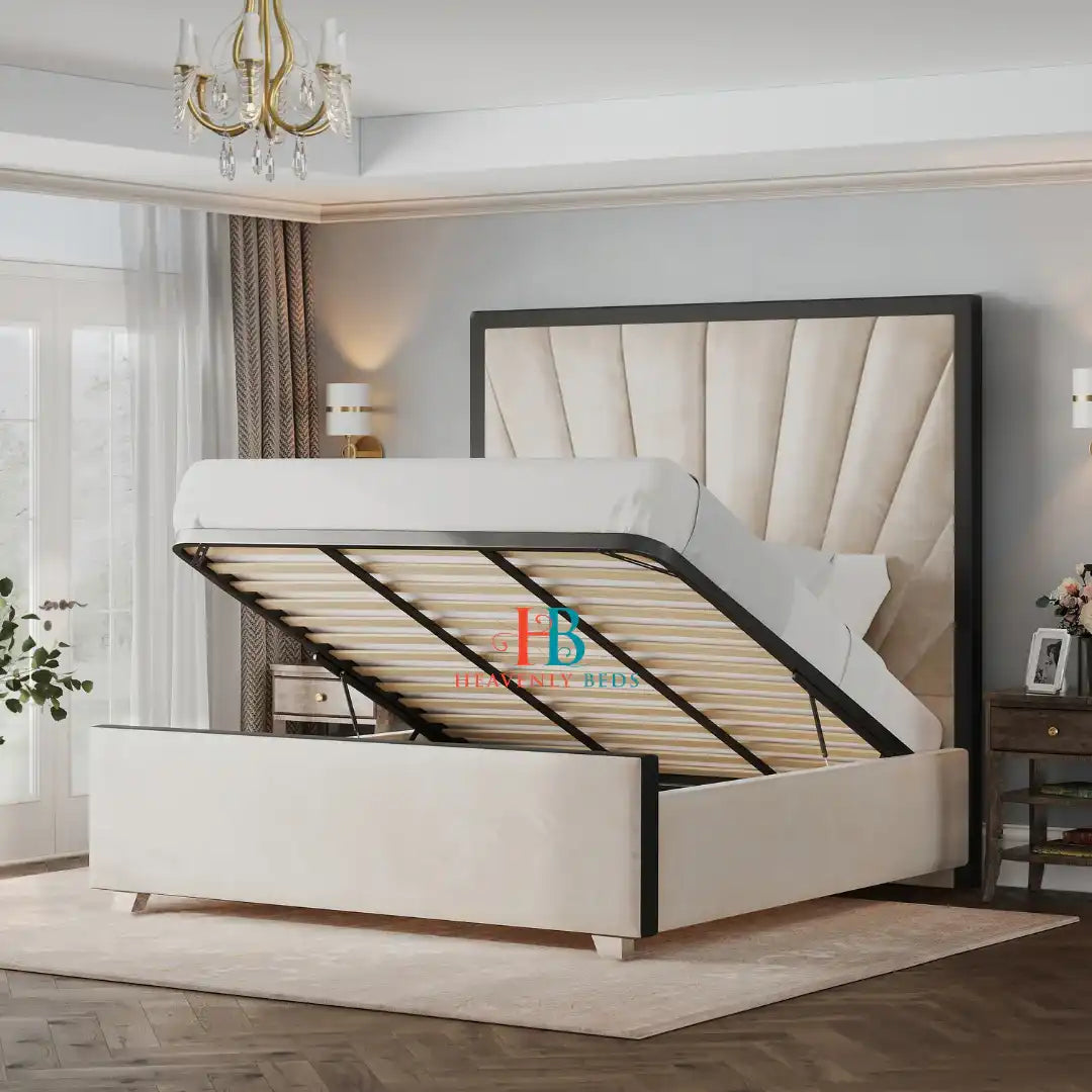 Metal Gas Lift Storage Bed Frame made by Heavenlybeds