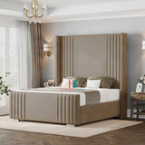 Wingback bed frame with tall headboard made by Heavenlybeds