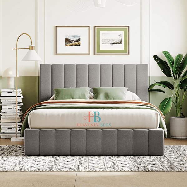 panel bed in grey naples with underbed storage