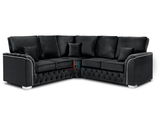 Chesterfield Sofa - Black Plush Velvet - Available in 3+2 seater