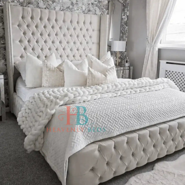 Zara Wingback Bed Frame 70" Tall Headboard - Heavenlybeds