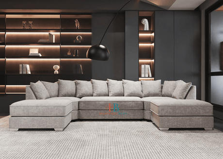 U Shape Sofa  in Truffle Devon - Solid hardwood frame 
