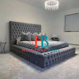 Ambassador Chesterfield Bed Frame in grey plush velvet - Super King