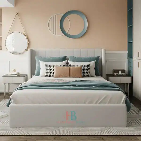 panel wingback bed in silver velvet 4ft6 double size