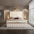luxury cream storage wingback bed frame