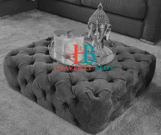 Milo Large Chesterfield Buttoned Pouffe Footstool Coffee Table