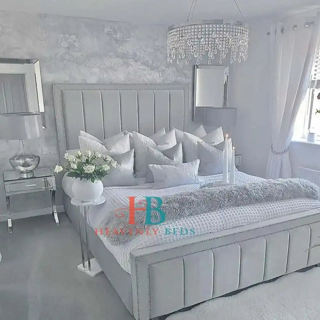 Luxury Bed Frame in silver plush velvet - Super King