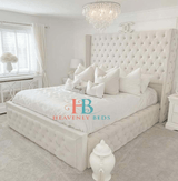 Designer TV Bed - Cream Plush Velvet - King Size
